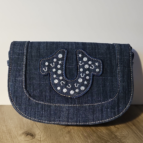 True Religion Dark Denim Crossbody Bag - Picture 1 of 9